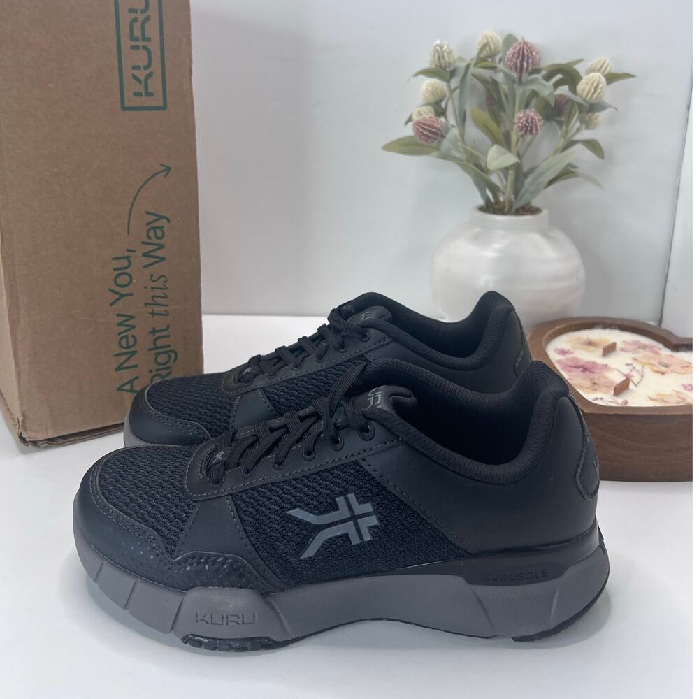 Kuru Quantum 2.0 Walking Comfort Sneaker Jet Black/Gray Women 6.5M Tried On